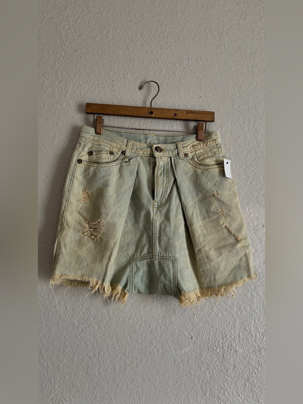NWT R13 Harem Denim Distressed Shorts in Faded Light